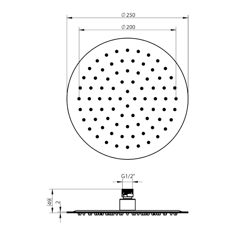 RAINFALL hlavová sprcha, průměr 250mm, nerez lesk RN574