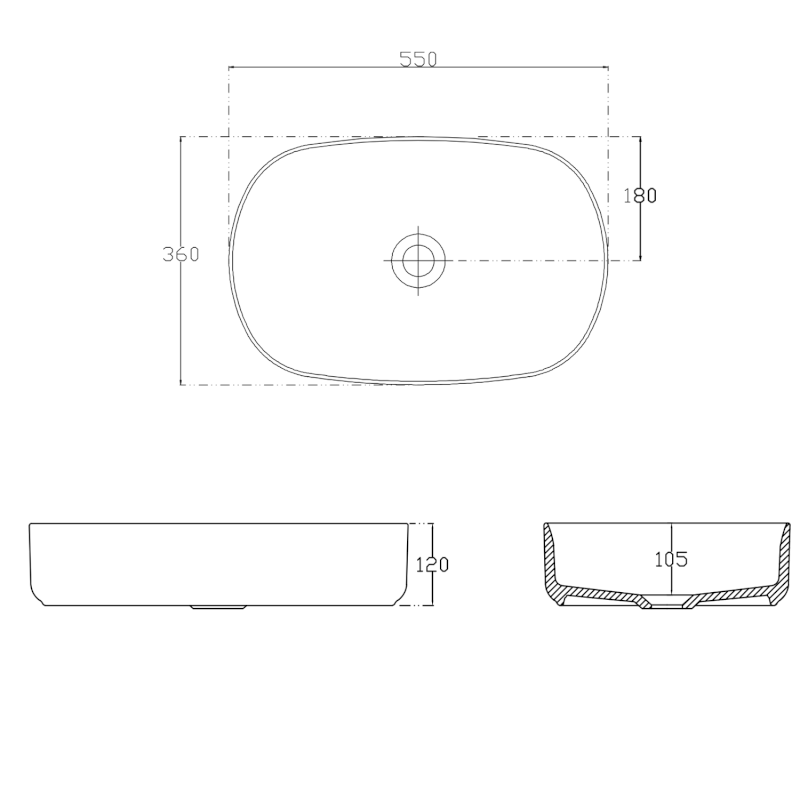 INFINITY OVAL keramické umyvadlo na desku, 55x36cm, maroon red 10NF65055-2R