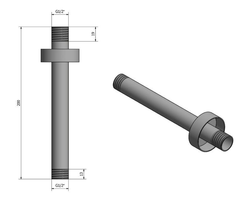Sprchové stropní ramínko, kulaté, 200mm, chrom 1205-05