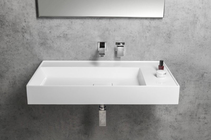 GODIVA umyvadlo, litý mramor, 83x44cm, bez otvoru, bílá GU083L-0