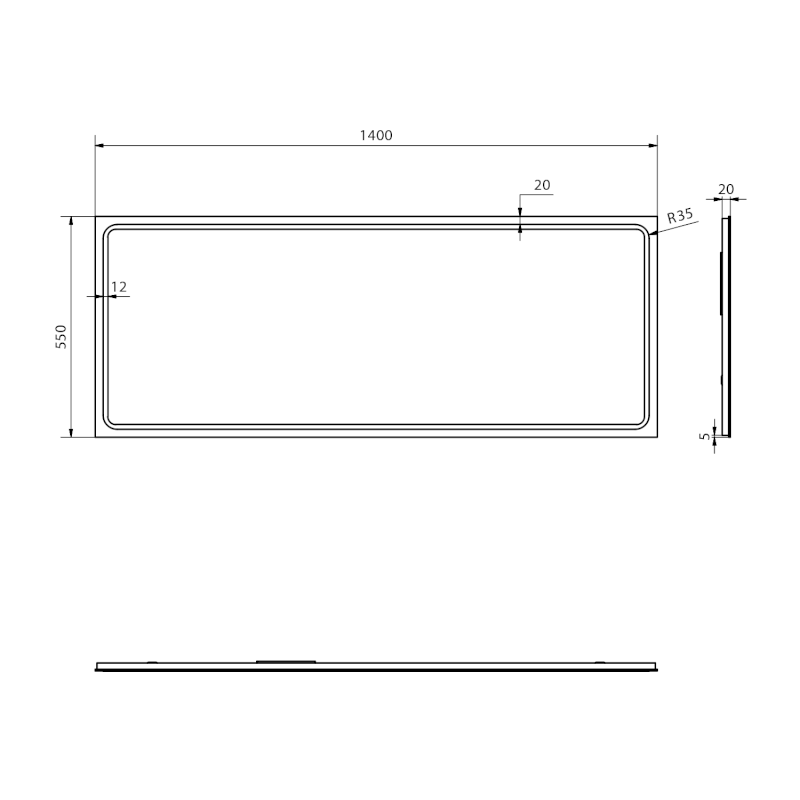 GEMINI zrcadlo s LED osvětlením 140x55cm GM140
