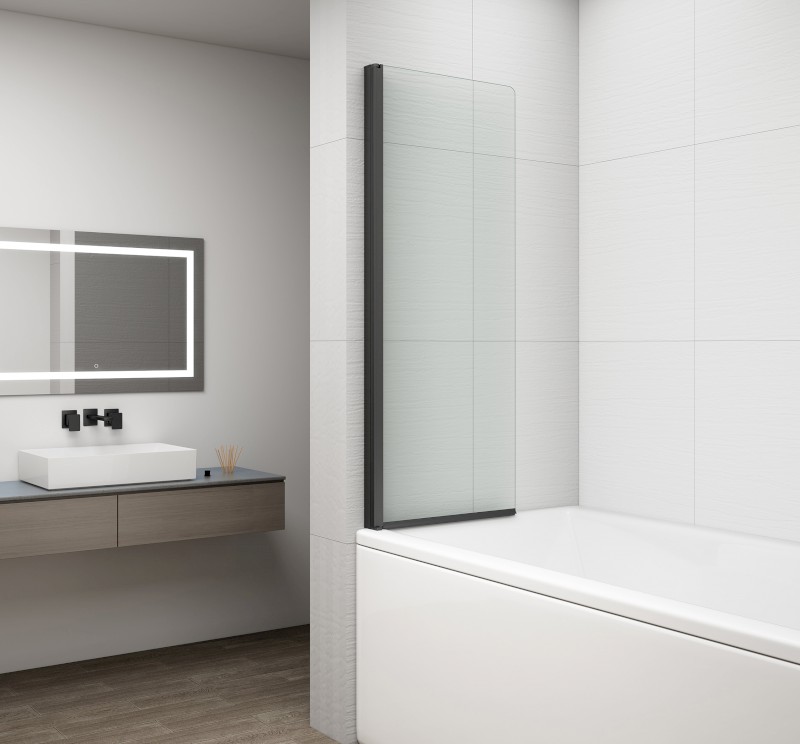 ROTA BLACK vanová zástěna otočná 750mm, čiré sklo FB750