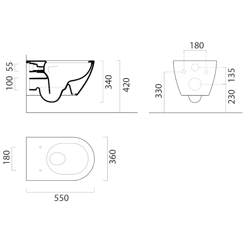 PURA ECO závěsná WC mísa, Swirlflush, 36x55cm, černá dual-mat 880726