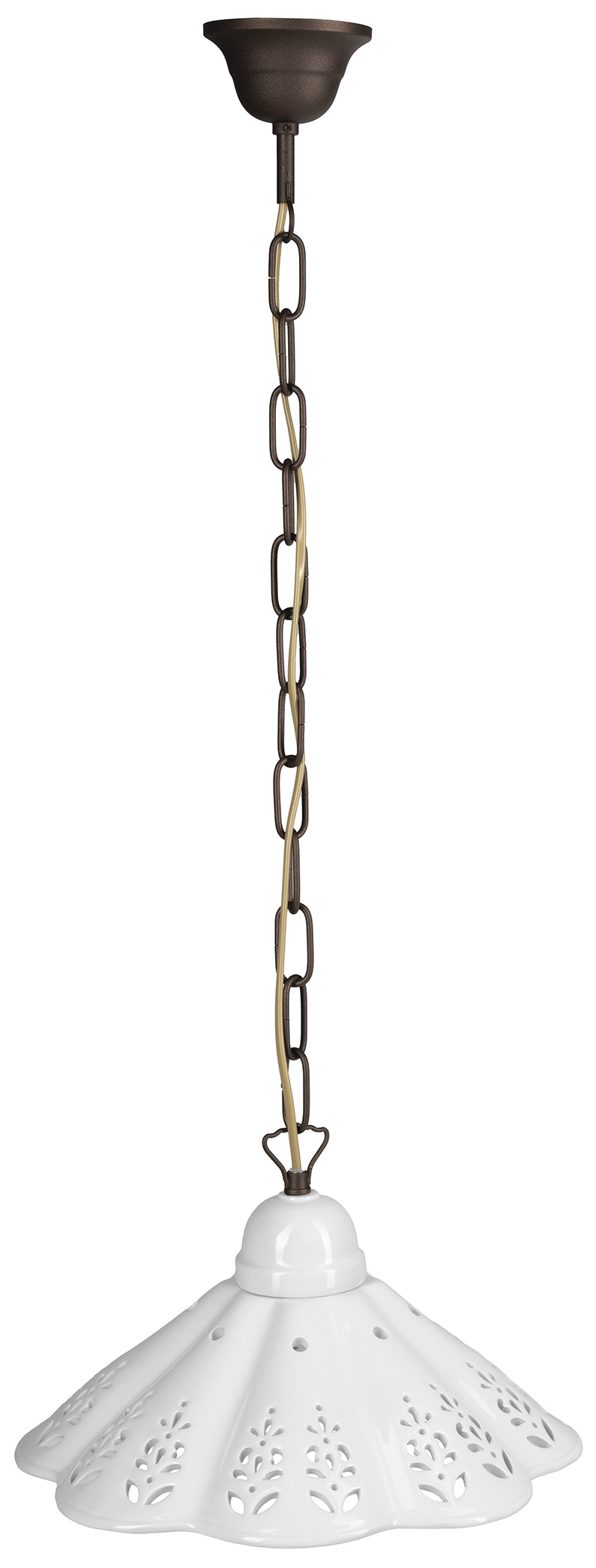 LAMPEDUSA závěsné svítidlo E27, 60W, 230V, IP21, keramické stínítko 30cm, mosazný řetěz MC111C