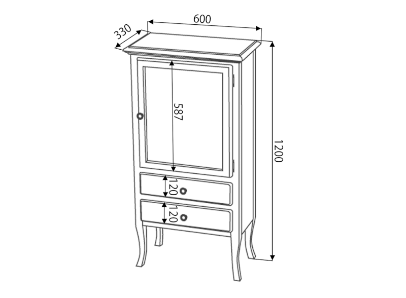 RETRO skříňka 60x120x38cm, buk, pravá 1699
