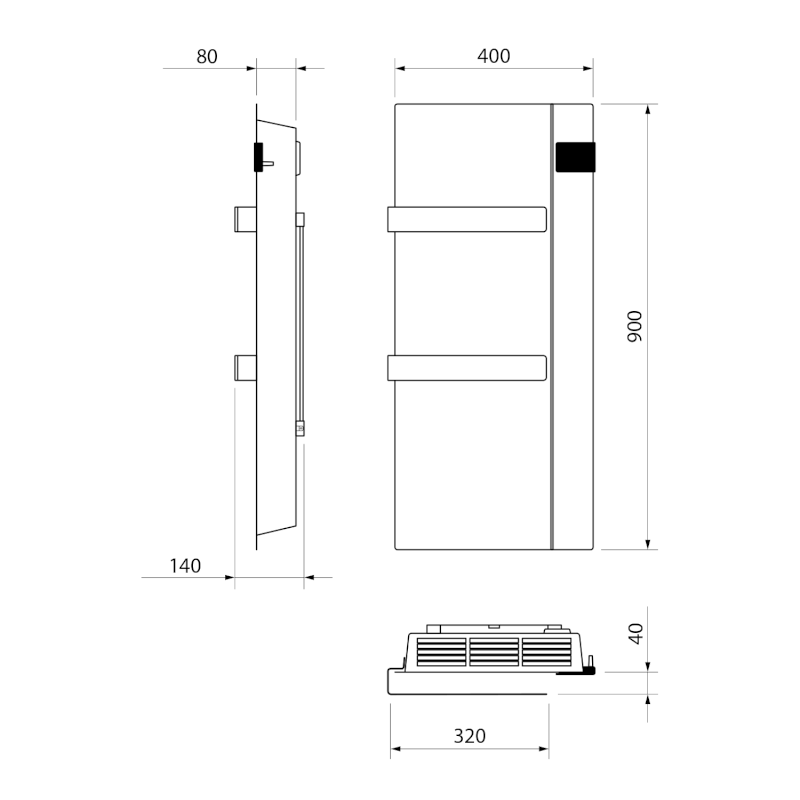ONSEN EVO elektrické otopné těleso 400x900mm, 1000 W, bílá ONS10001