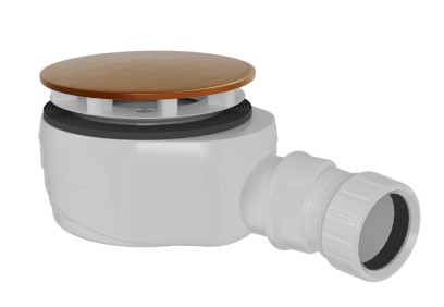 Vaničkový sifon, průměr 90mm, DN40, nízký, krytka měď mat 17916PG