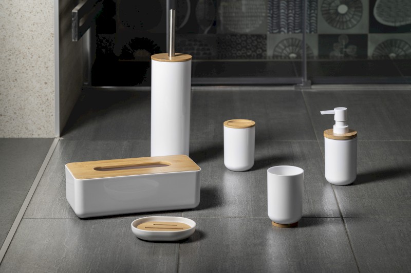 SNOW mýdlenka na postavení, bílá/bambus 7581