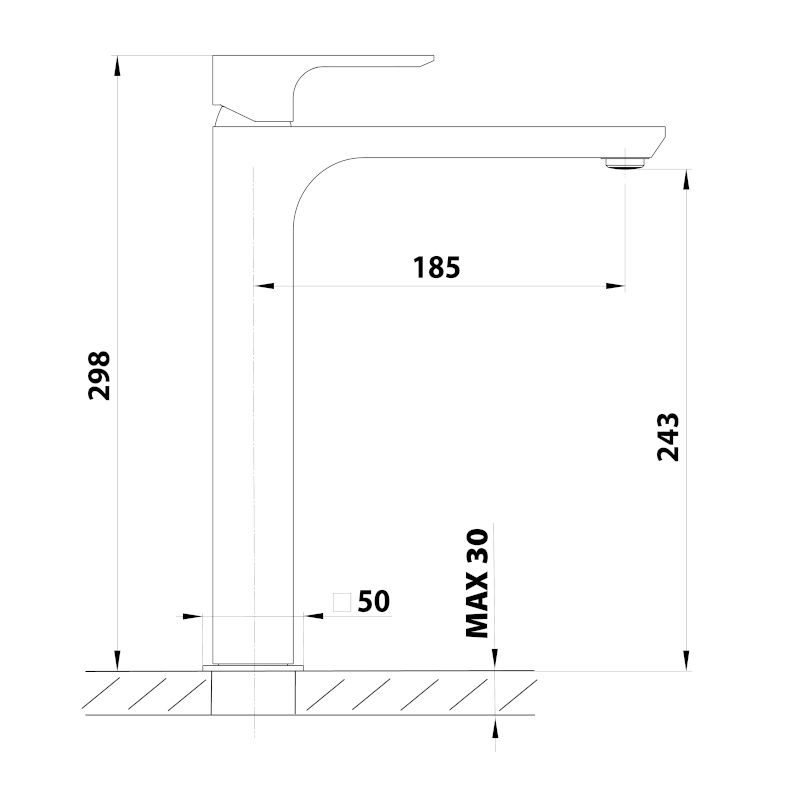 SPY stojánková umyvadlová baterie vysoká, prodloužená hubice, chrom PY07