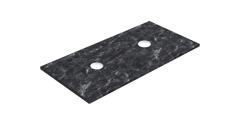ALTACERAMICA keramická deska 100x2x49cm, 2 otvory pro sifon, mramor/černá mat AC40336