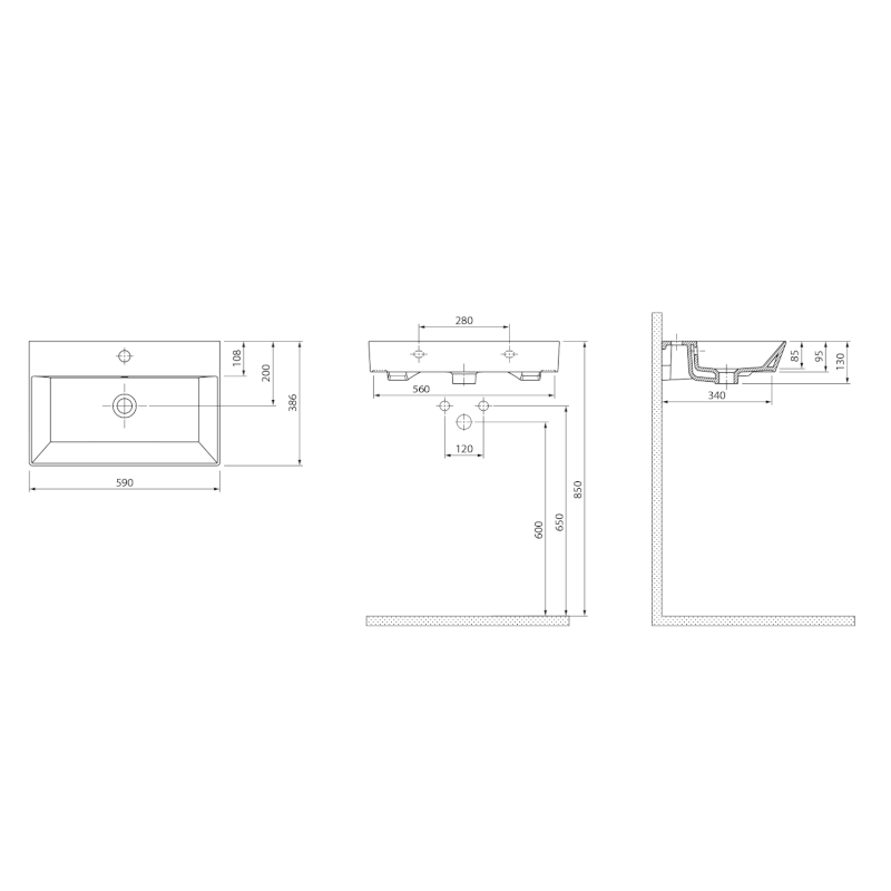 ORION keramické umyvadlo 59x38,6cm, bílá 27060