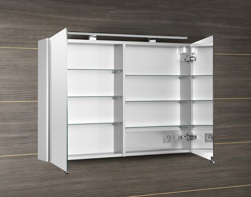 MIRRÓ galerka s LED osvětlením, 100x70x16cm, bílá MC100-0030