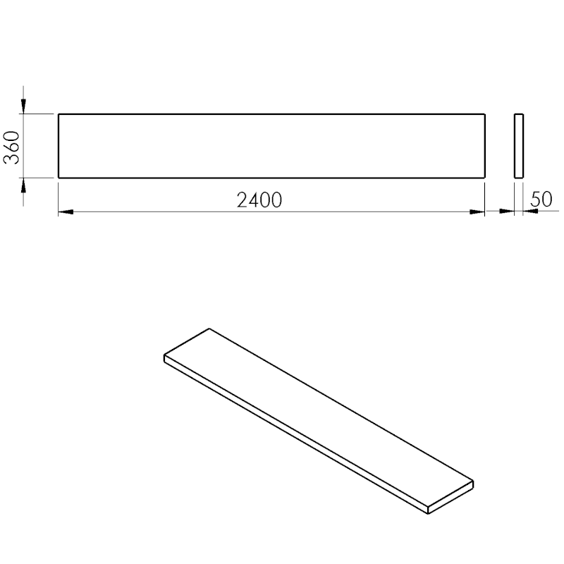 AVICE deska pod umyvadlo 240x36cm, tl.5cm, štípaný kámen AV2469