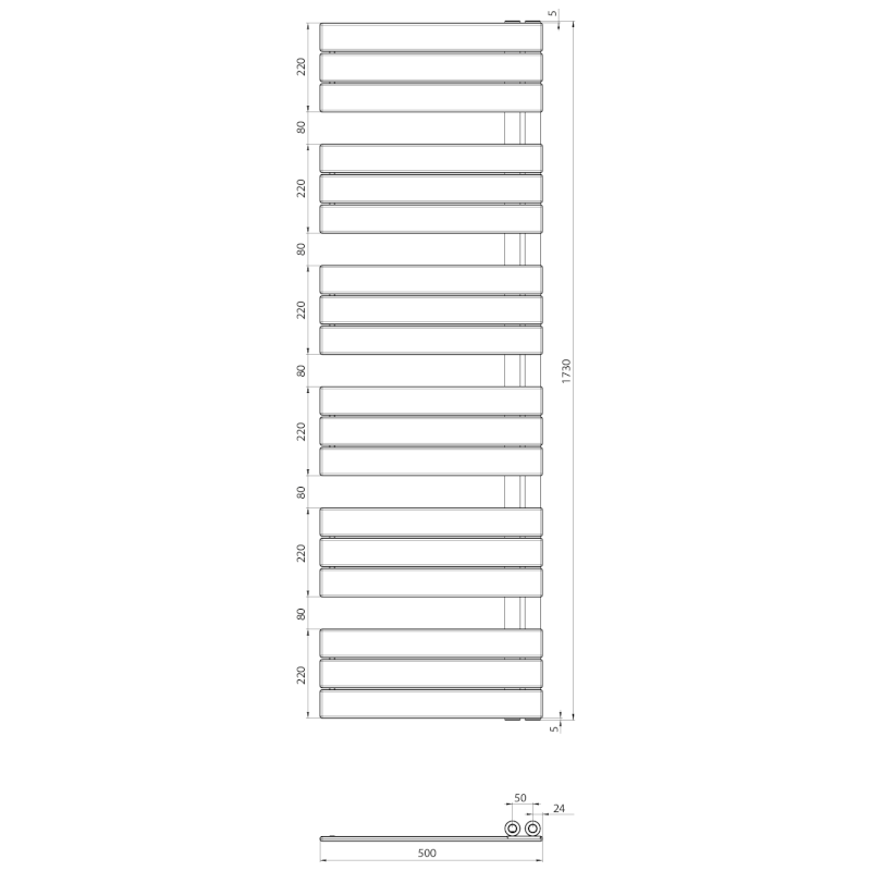 MYTHOS otopné těleso 500x1730mm, bílá LLM517W
