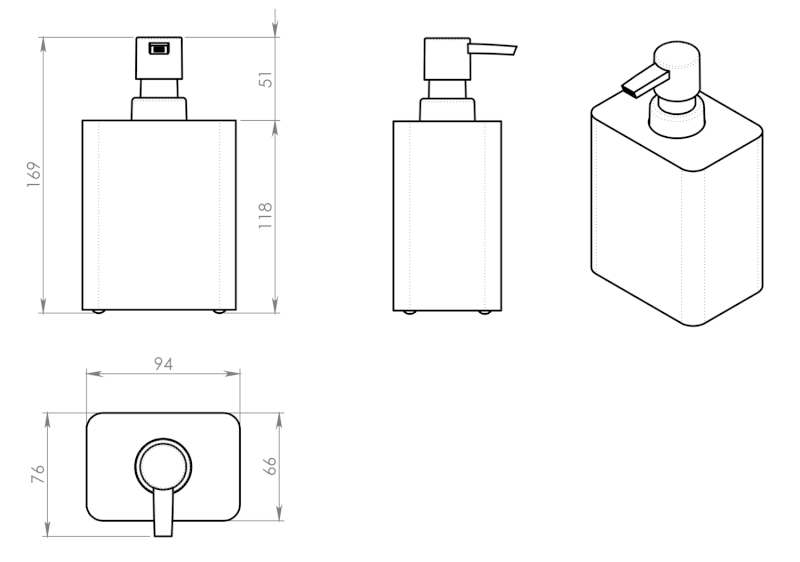 ARIES dávkovač mýdla na postavení, antracit AR8085