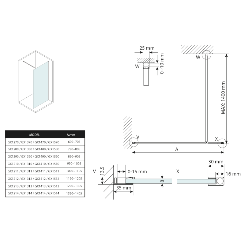 VARIO čiré sklo 1200x2000mm GX1212