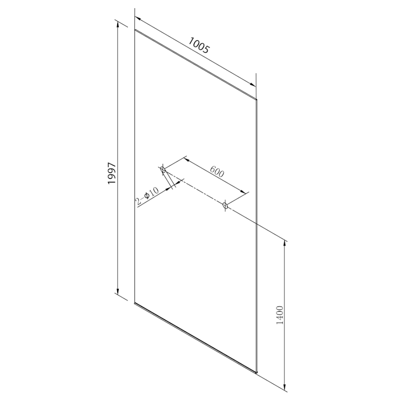 ARCHITEX kalené čiré sklo, 1005x1997x8mm, otvory pro poličku AL2236-D