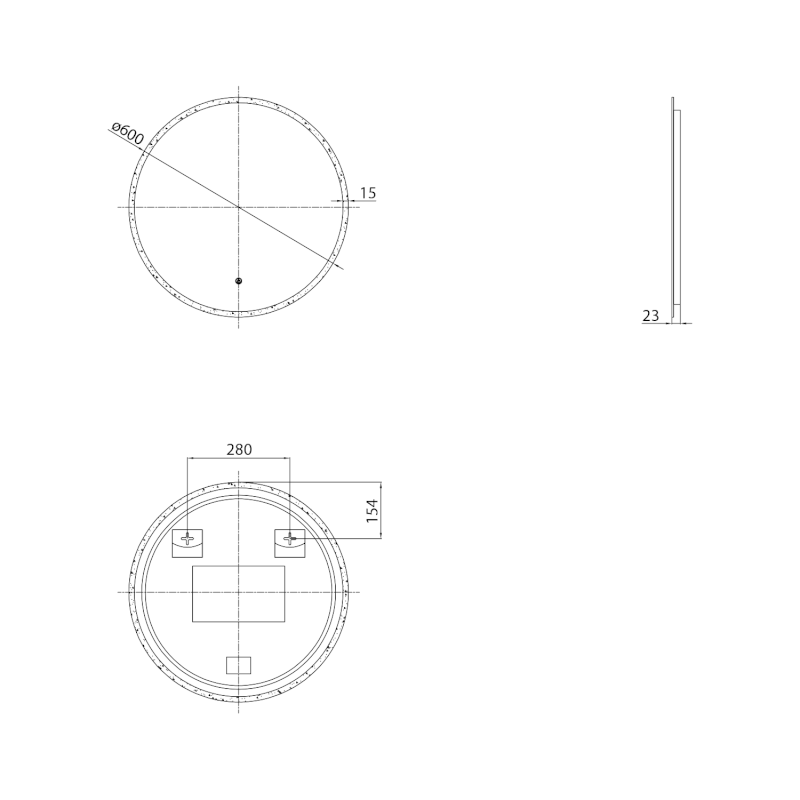 URSA kulaté zrcadlo s LED osvětlením ø 60cm, dotykový senzor, stmívatelné UR060