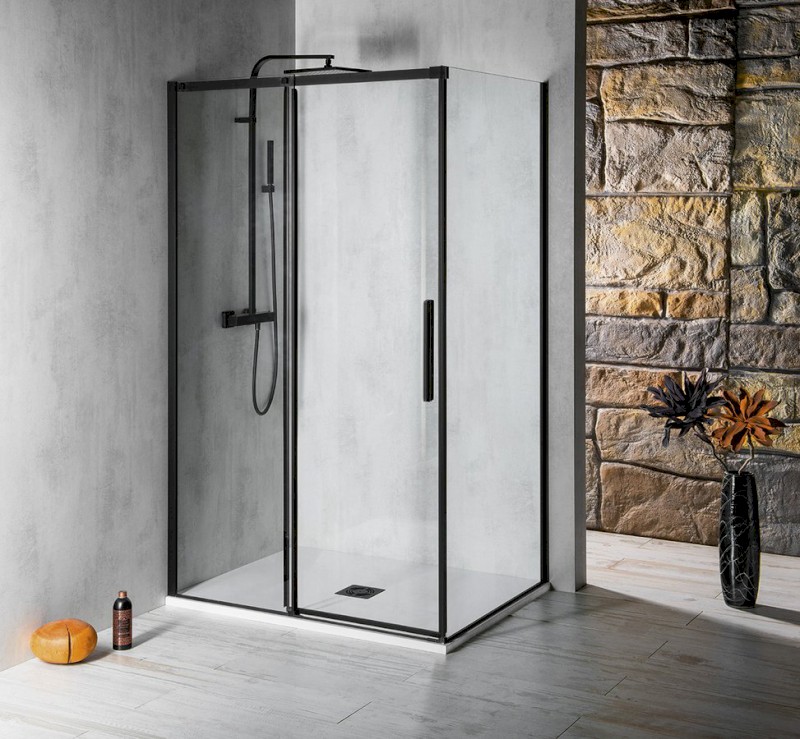 ALTIS BLACK boční stěna 900mm, čiré sklo, výška 2000mm, čiré sklo AL6012B