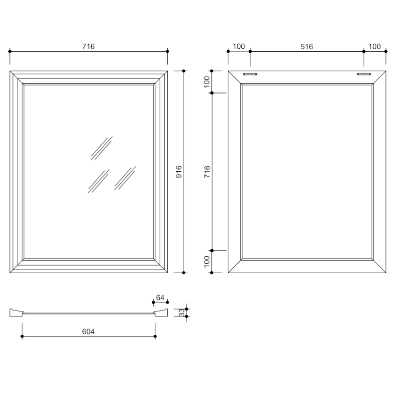 DEGAS zrcadlo v dřevěném rámu 71,6x91,6cm, černá/starobronz NL730