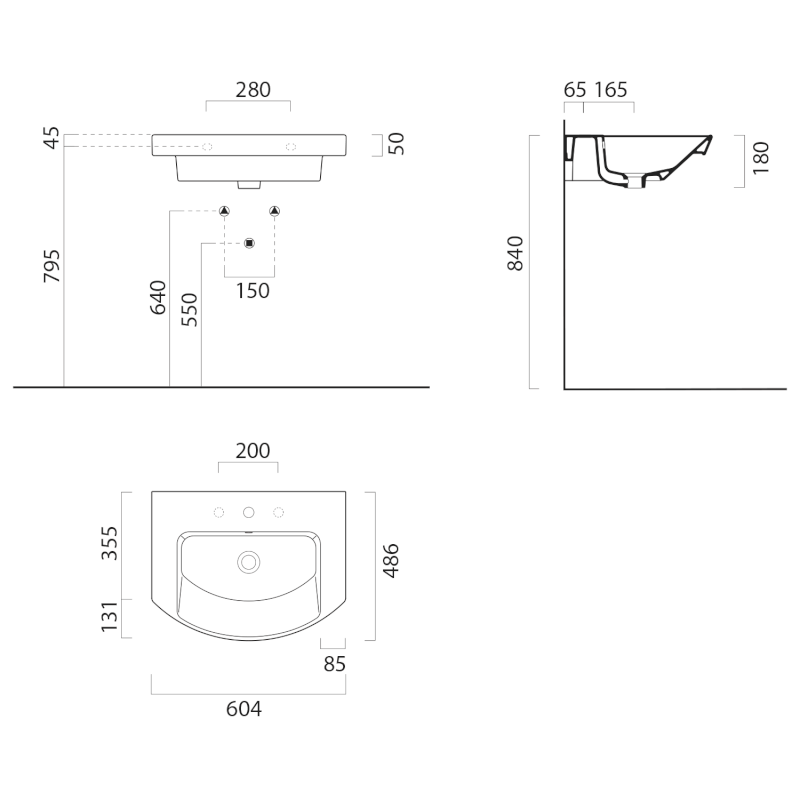 NORM keramické umyvadlo 60x49cm, oblé, bez otvoru, bílá ExtraGlaze 8645011