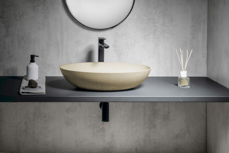 FORMIGO betonové umyvadlo na desku, 60x40cm, žlutá mat FG222