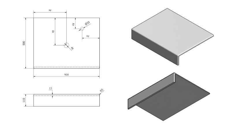 TAILOR rockstone deska 90x50 cm, provedení límce F TR090F