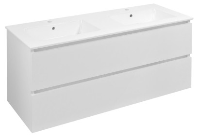 EZARA dvojumyvadlová skříňka 120x55x46cm, bílá lesk EZ121-3030