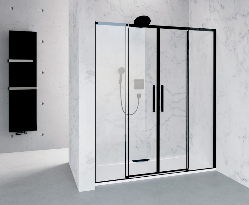 ALTIS BLACK posuvné dveře 1670-1710mm, výška 2000mm, čiré sklo AL4412B