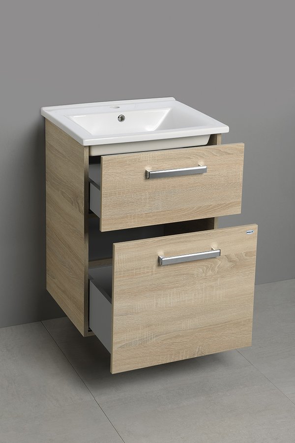 VEGA umyvadlová skříňka 51,5x72,6x43,6cm, 2x zásuvka, dub platin VG853