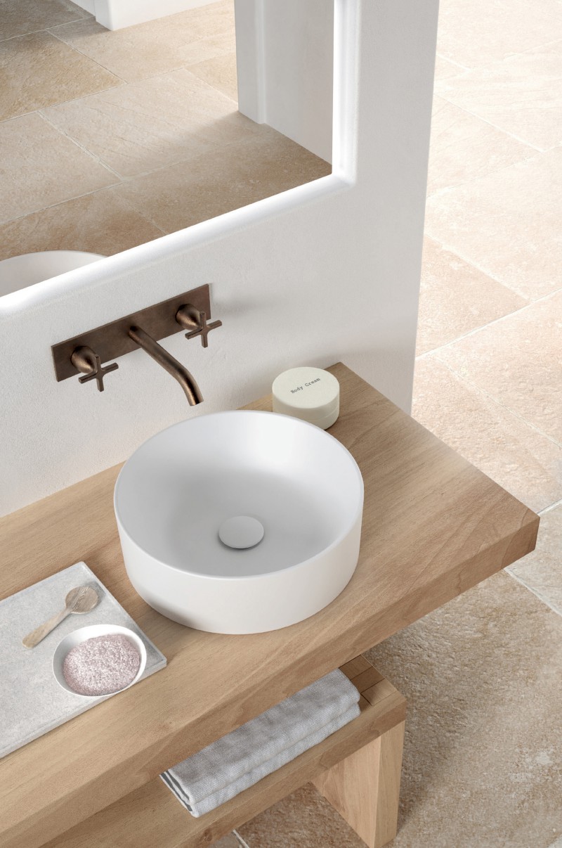 KUBE X keramické umyvadlo na desku, průměr 40cm, bílá mat 942609