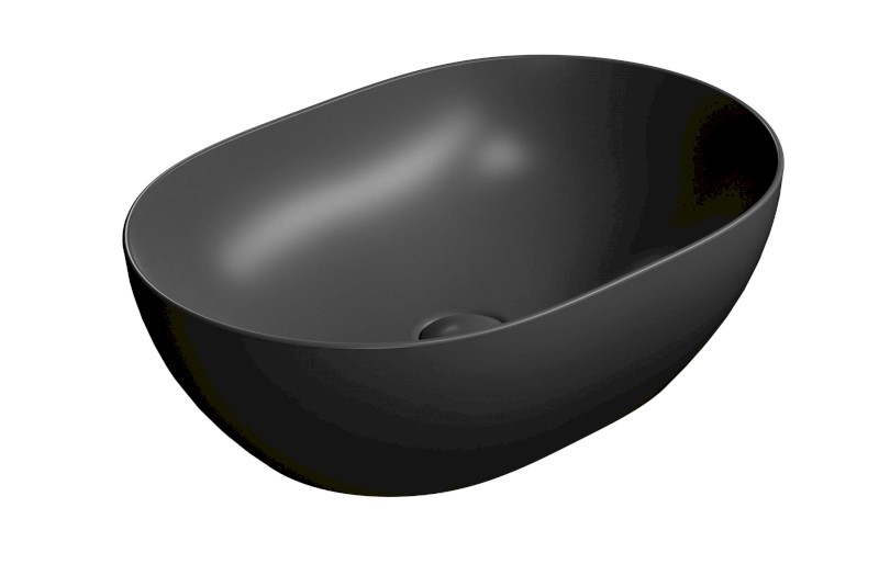 PURA keramické umyvadlo na desku, 50x35cm, černá mat 886026