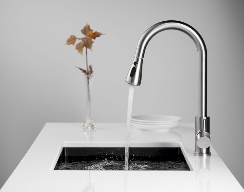 MIKELA stojánková dřezová baterie s výsuvnou sprškou, nikl 1106-30NK