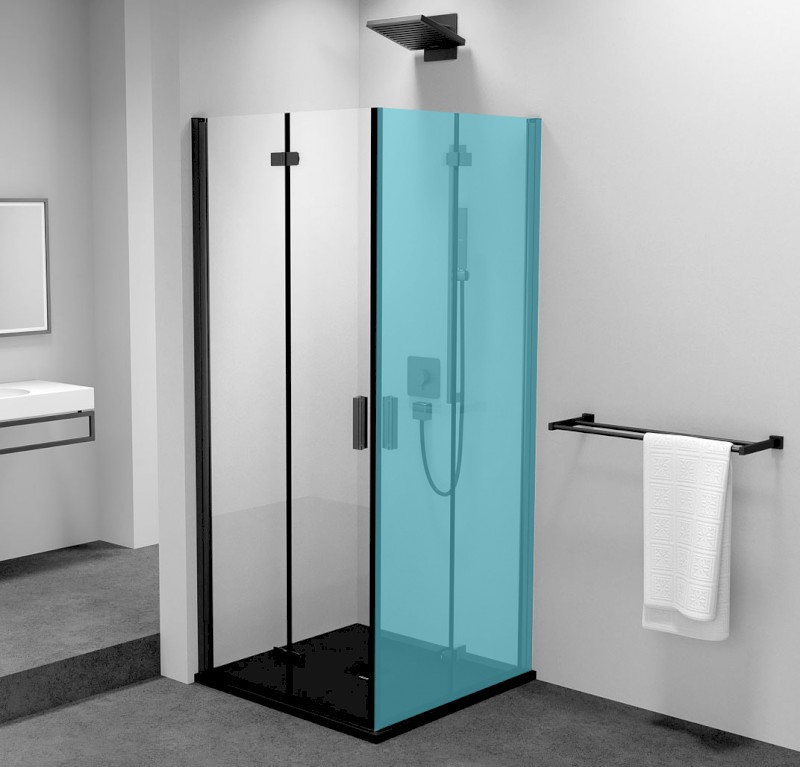 ZOOM BLACK sprchové dveře skládací 900mm, čiré sklo, levé ZL4915BL