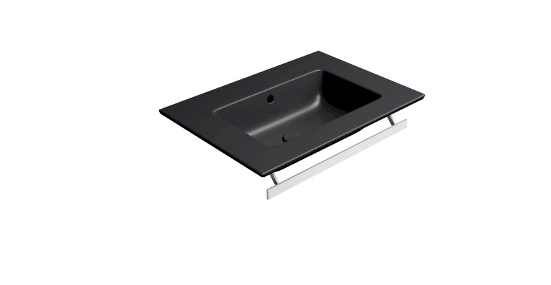 PURA keramické umyvadlo Slim 62x46cm, bez otvoru, černá mat 8884026