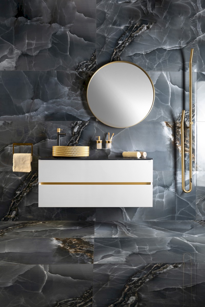 NOTION kulaté zrcadlo v rámu ø 70cm, zlato mat NT700G