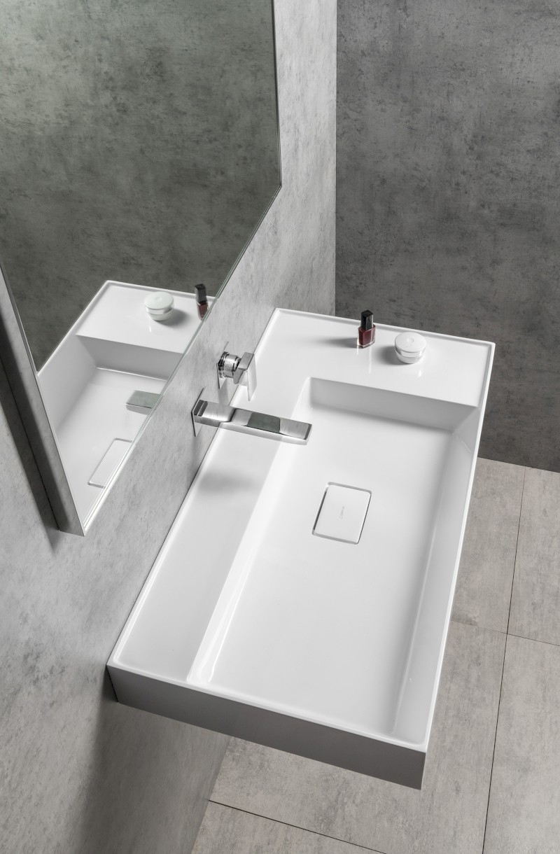 GODIVA umyvadlo, litý mramor, 83x44cm, bez otvoru, bílá GU083L-0