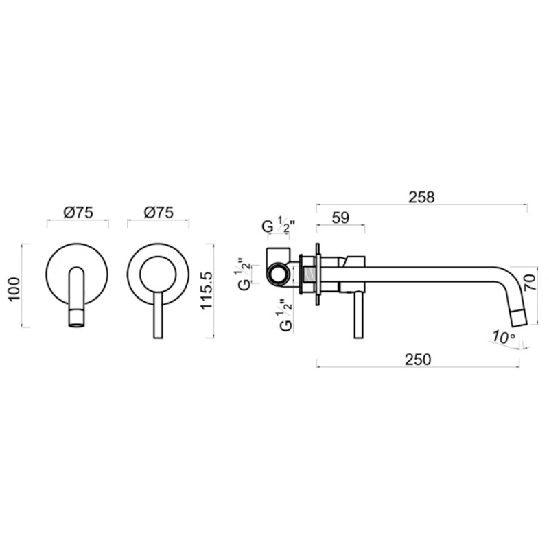 RHAPSODY podomítková dvouprvková umyvadlová baterie, chrom 5553