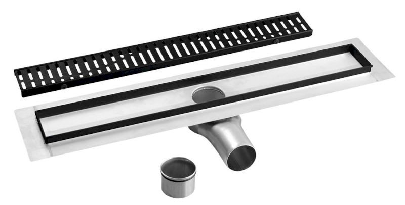 MANUS ONDA nerezový podlahový žlab s roštem, L-1050, DN50, černá mat GMO16B