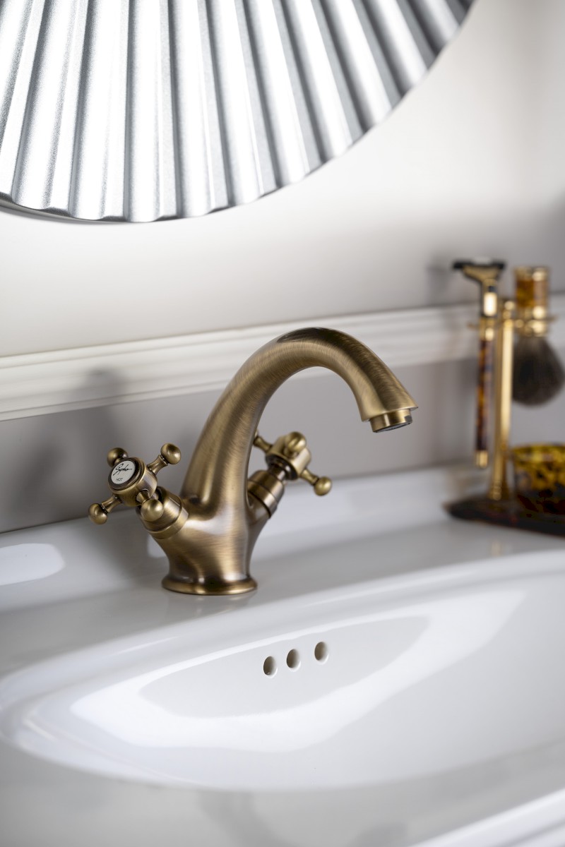 ANTEA stojánková umyvadlová baterie vysoká s výpustí, bronz 3276