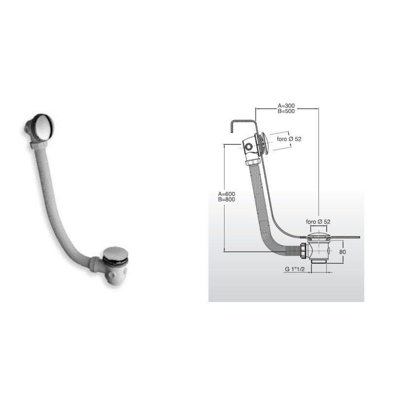 Vanová souprava click-clack, L-900mm, 6/4