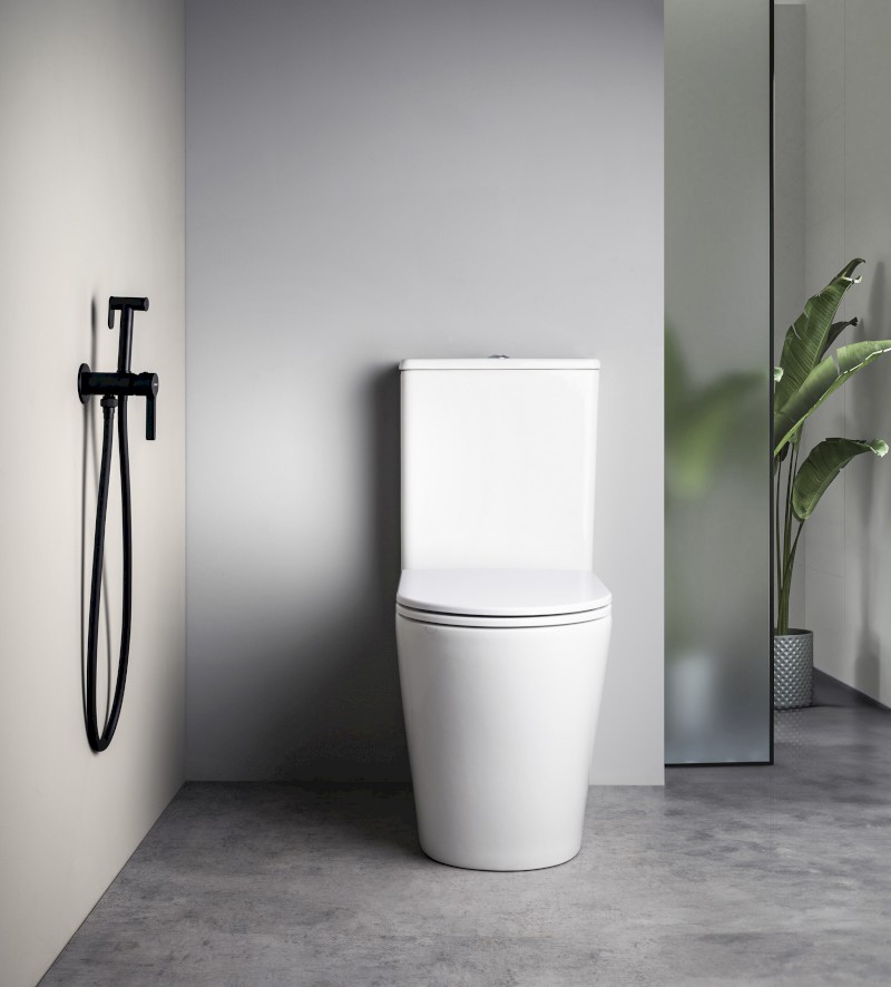 ICONIC podomítková bidetová baterie se Stop sprškou, kulatá, černá mat AF040B