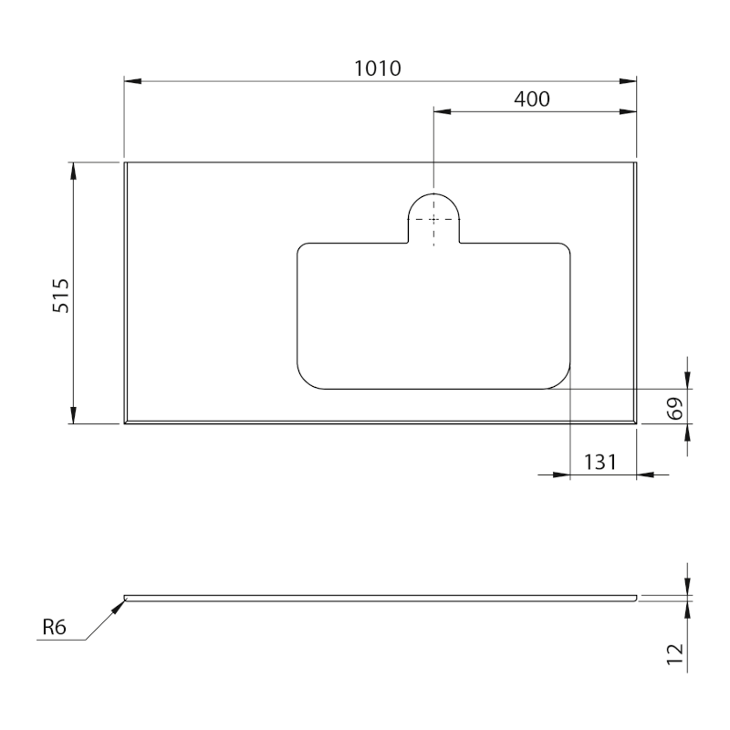 BRAHEA deska rockstone s otvorem 101x51,5cm (20+80cm), pravá, bílá mat BL101-0101-R-80