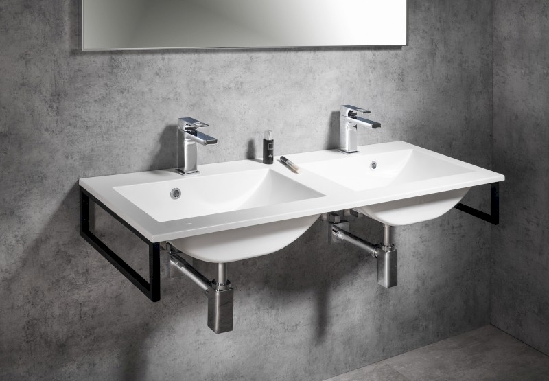 YUKON dvojumyvadlo, litý mramor, 120x45cm, bílá YU120