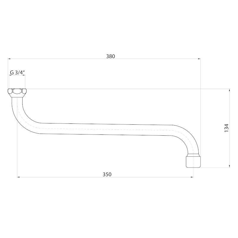 Universální výtokové ramínko k baterii, 350mm, typ-S, chrom 15S140