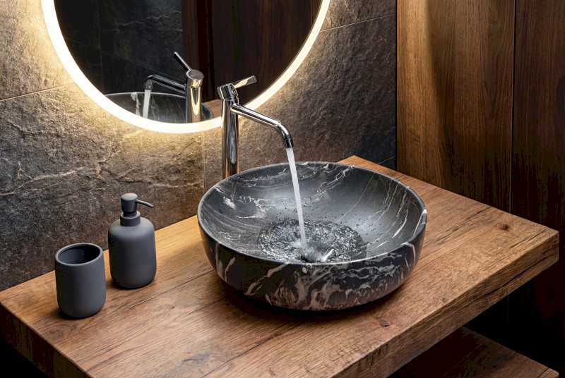 RONDEA keramické umyvadlo na desku Ø 41cm, carnico mramor AR445CM