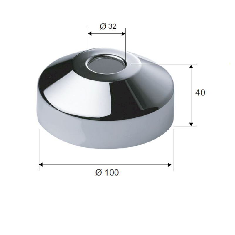 Rozeta 100/32mm, výška 40mm, chrom RS7732