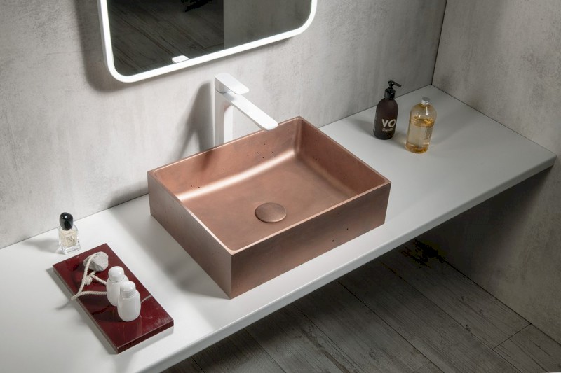 FORMIGO betonové umyvadlo na desku, 47,5x36,5cm, měď mat FG120
