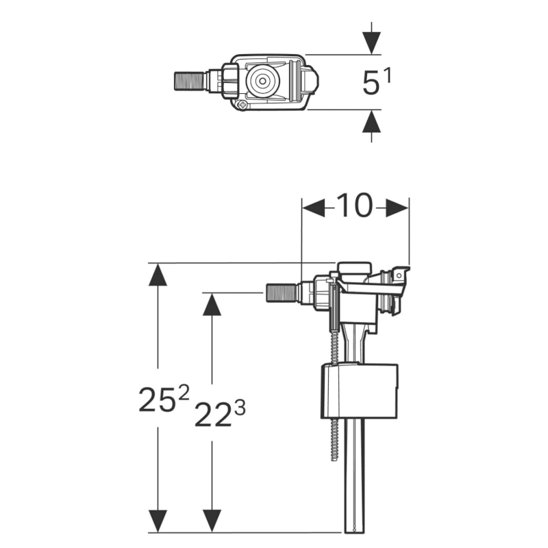 GEBERIT napouštěcí ventil, boční, 3/8