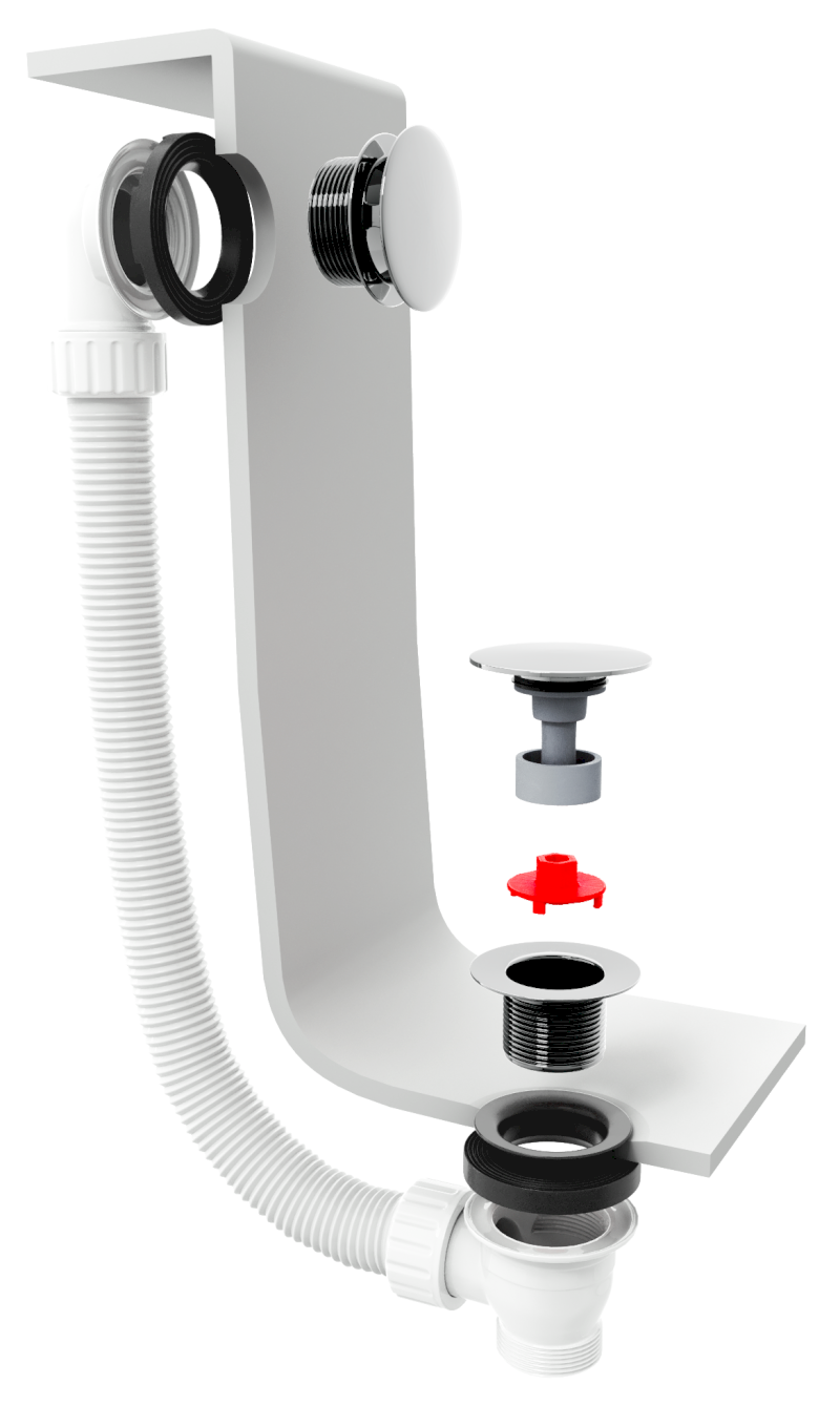 Vanová souprava, click-clack, délka 1200mm, zátka 72mm, bílá 71858.10